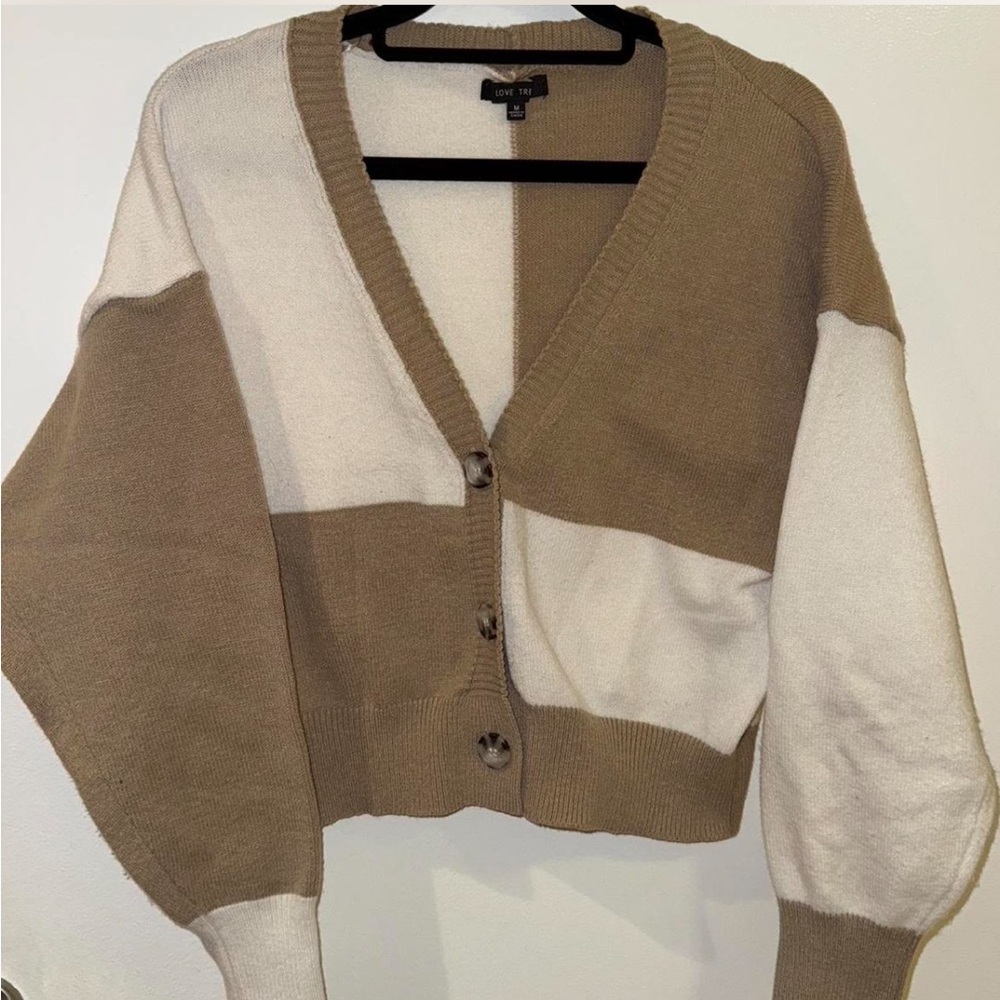 Brown and White Cardigan